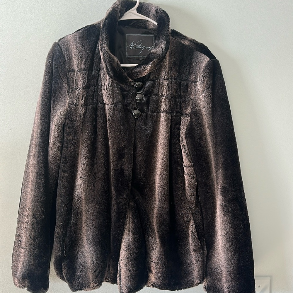 Dark brown faux fur jacket